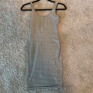 Black/white striped tank dress